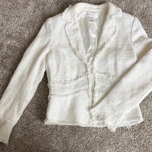 White House Black Market Cream Textured Blazer